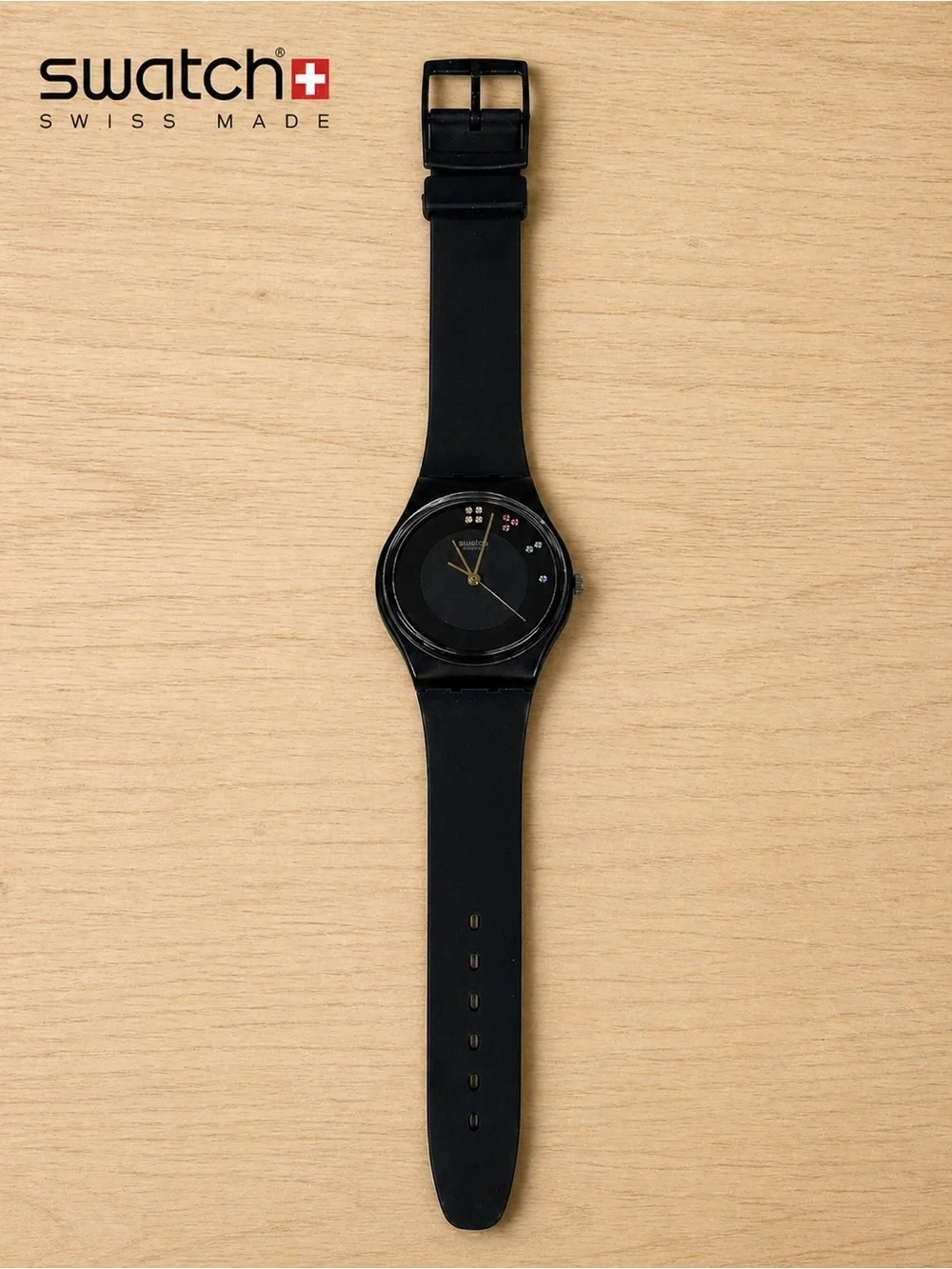 Vintage 1985 Swatch Sir Limelight Christmas Special LE GB106 Black Band Watch